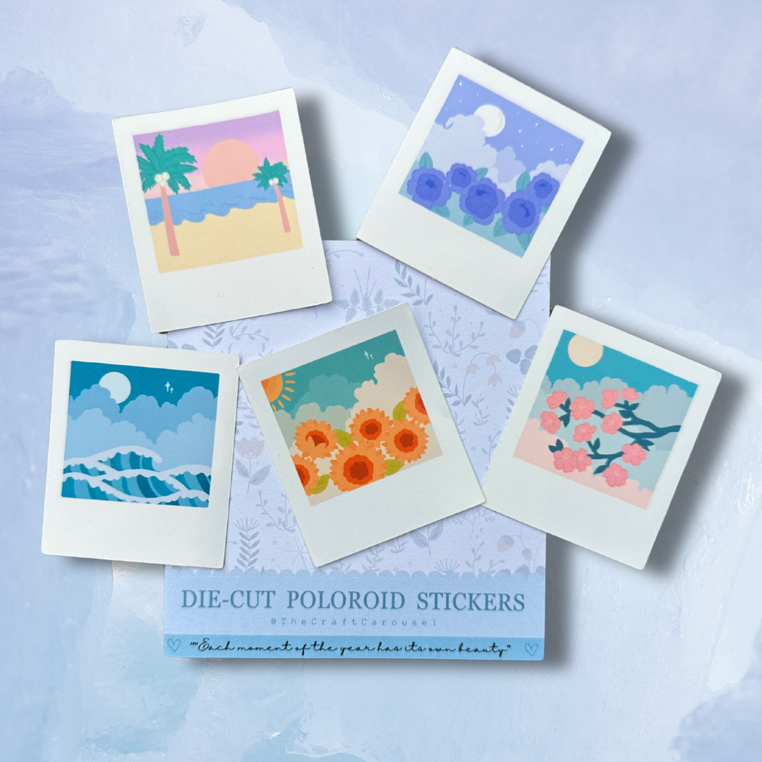 Die-cut poloroid seasons sticker pack